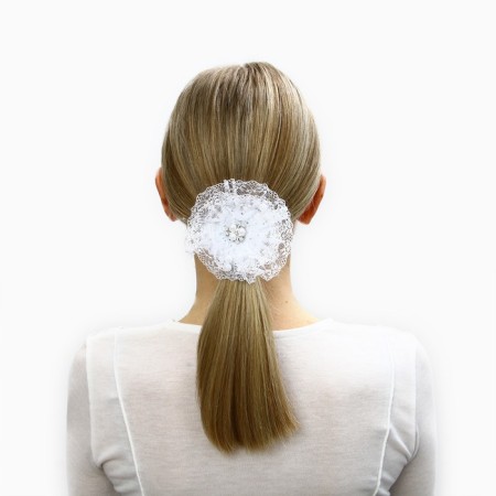Graduation. Bant for hair on elastic band, white, 10.5 cm, kitty Marie-1
