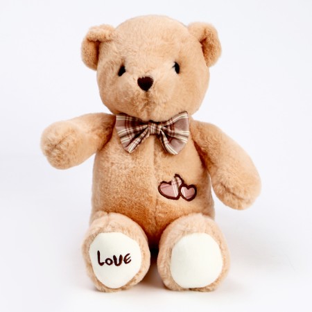 Soft toy "Bear" with a bow and heart, 39 cm, beige color