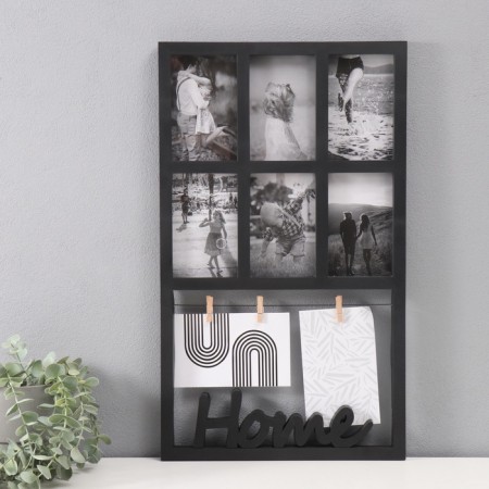 Photo frame plastic in 7 photos 10x15 cm "House" Black 55.5x33 cm