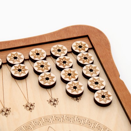 Scandinavian backgammon, carved large, wooden board 45 x 45 cm-4