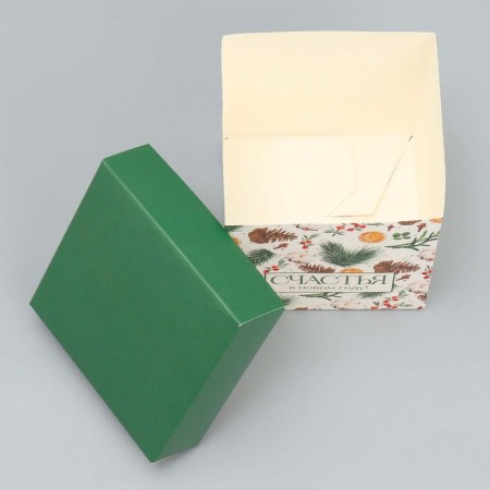 Folding box "New Year's branches", 10 x 10 x 10 cm, New Year-2