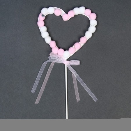 Topper "Heart", white, pink color