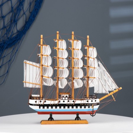 The ship souvenir medium "Victory", sides of a tricolor, white sails, 32 x 32.5 x 7 cm-4