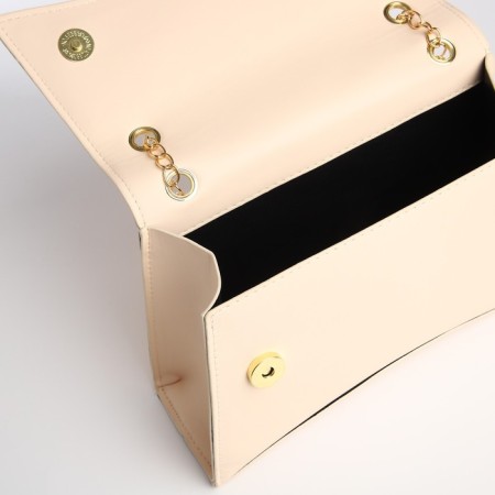 Women's bag made of artificial leather with a valve, 26x16x9 cm, beige color-6