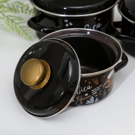 Set of pan “Arabica-1”: 3 subjects: 1 l, 1.5 l, 2.3 l, enameled covers, induction-1