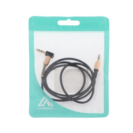 Audio Luazon, Jack 3.5 mm (M) -Jack 3.5 mm (M), corner, metal spring, 1 m, black-2