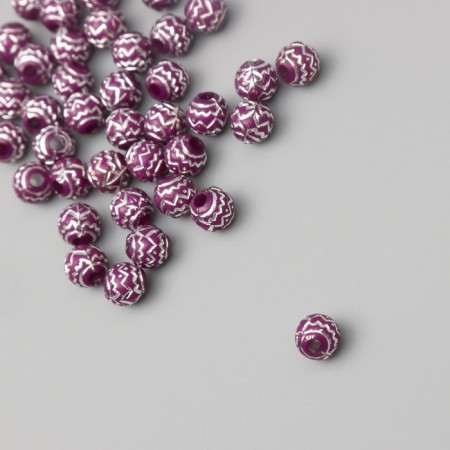 Beads for creativity plastic "Sing-zag" burgundy-silver set 20 GP0.6x0.6 cm