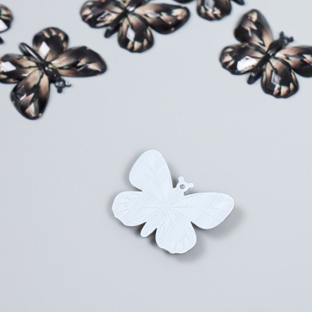 Decor for creativity plastic "Butterfly, black and beige wings" 2.5x3.2 cm-1