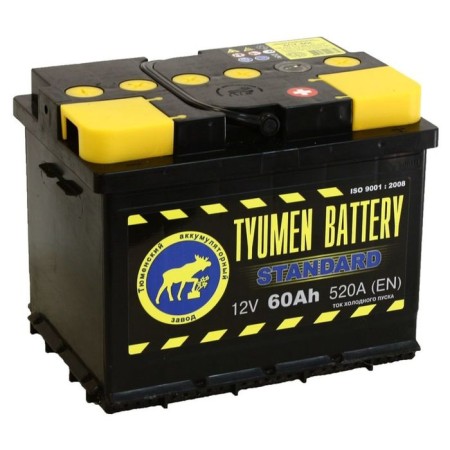 Battery Tyumen 60 Ah, reverse polarity 6ST-60LR, Standard