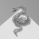 Brooch "Snake" around the pearl, white-green color in silver