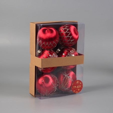 Set of balls plastic D-8 cm, 6 pcs "Aiden" red-1