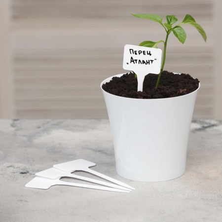 Garden signs for marking, 15 cm, set 10 pcs., Plastic, white, Greengo-6