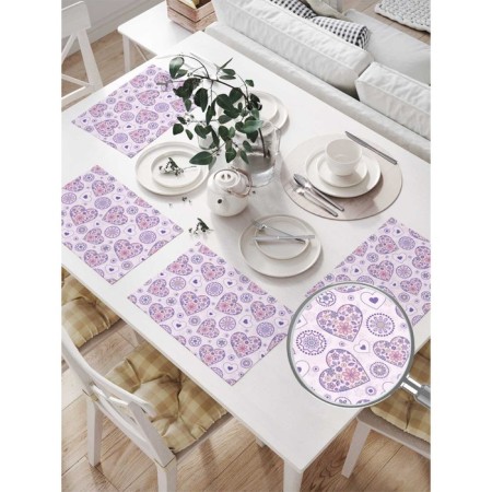 A set of napkins for setting the table "Multiplicated hearts", rectangular, size 32x46 cm, 4 pcs-1