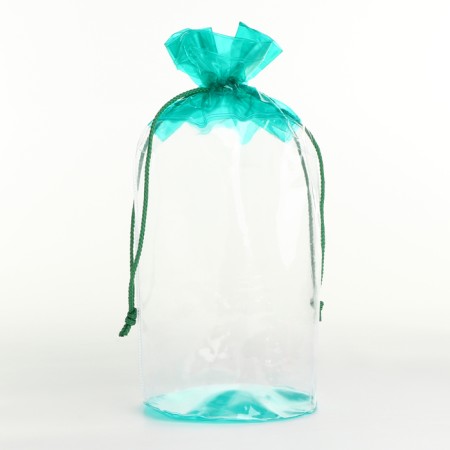 Cosmetic bag on the cord, the color is transparent/green-1