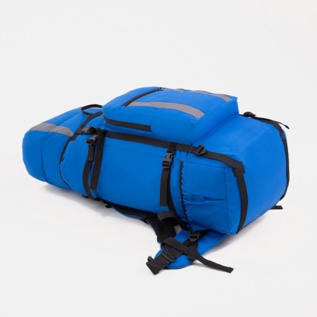 Tourist backpack, TAIF, 120 L, cord department, outer pocket, 2 side nets, blue/blue color-2