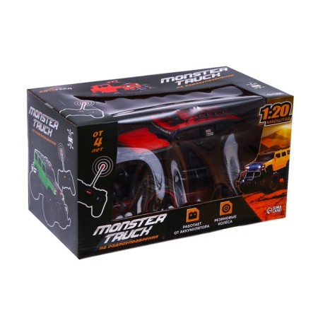 Radio -controlled jeep "Monster", 1:20, works from the battery, the color is black-5