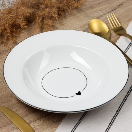 Deep plate of ceramic "with love", 22.4 cm, 300 ml, white color-4