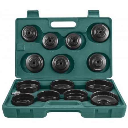 Jonnesway AI050004 cup set, for removing oil filters, 65-100 mm, 14 items