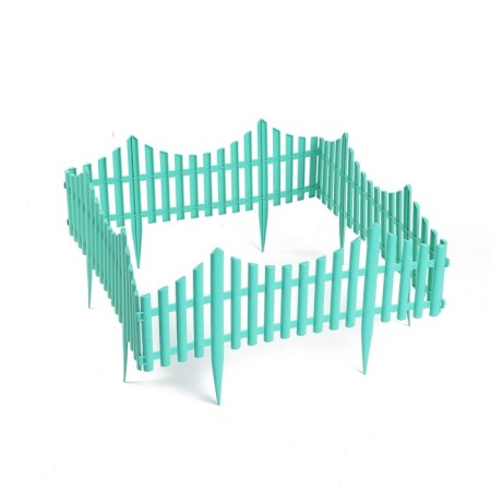 Decorative fence, 30 × 300 cm, 5 sections, plastic, turquoise, Greengo-8