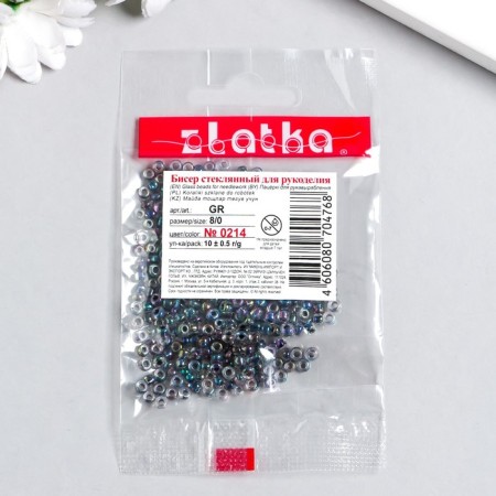 Beads "Zlatka" 08/0, 3 mm, 10 g 0214 Gray-2
