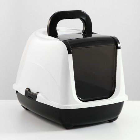 Domik toilet for cats closed with a door 50*38*37 cm, black and white