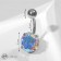 Piercing in the navel "Banana" with zircon, l = 2.3 cm, rainbow color in silver