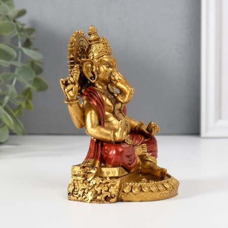 NECKE Polystone "Ganesha in red robes" 6.5x8.3x11.5 cm-2