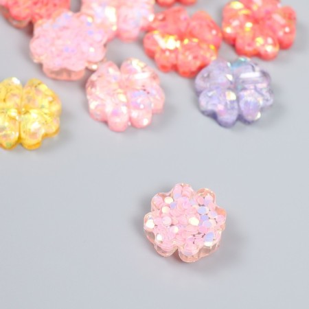 Decor for creativity plastic "Flower from hearts" mix d = 1.8 cm-2