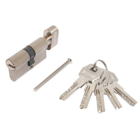 Cylinder mechanism standard MAX, 60 mm (30x30V), 5 keys, key/turntable, matte nickel 1024813