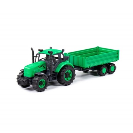 Tractor "Progress" with an on -board trailer, inertial, green color