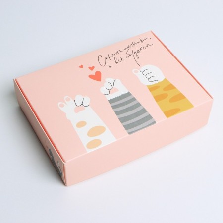 Gift folding box, packaging, "paws", 21 x 15 x 5 cm-2
