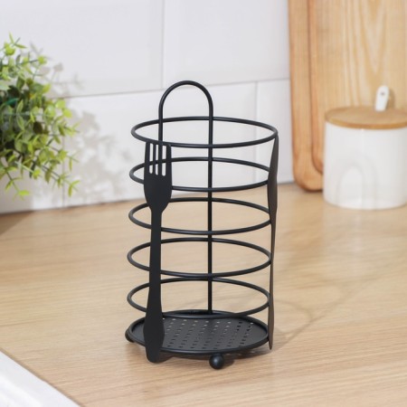 Drywall for cutlery shares, 10.3 × 10.3 × 18.5 cm, black color-1