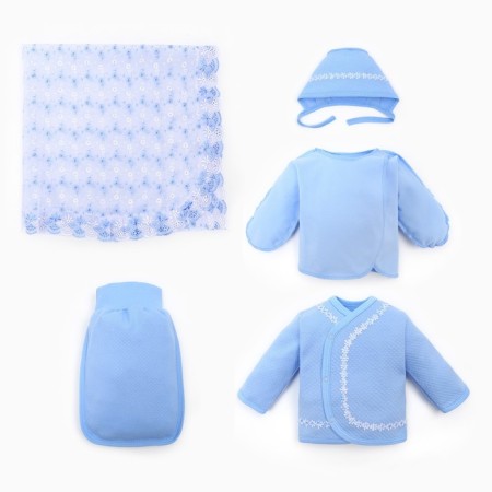 A set for a newborn 5 items, the color is blue, height is 56-62 cm