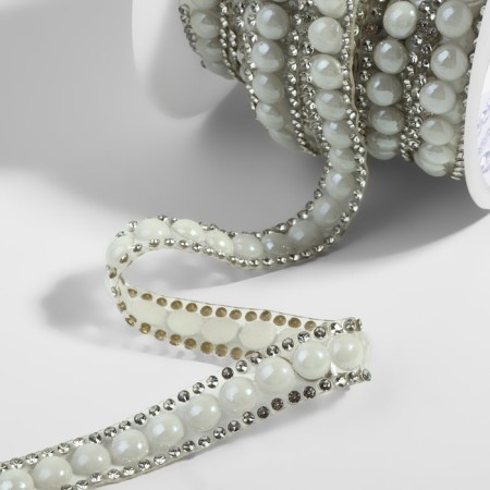 Rhinestones and beads are thermoclayes, width - 11 mm, 4.5 ± 0.5 m, silver color-1