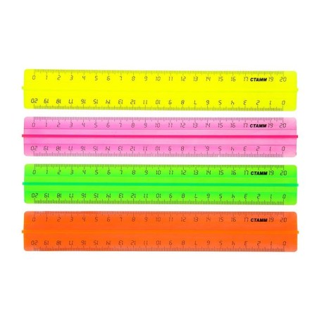 A ruler with a holder of 20 cm of the "Neon Cristal", 4 colors, plastic, mix