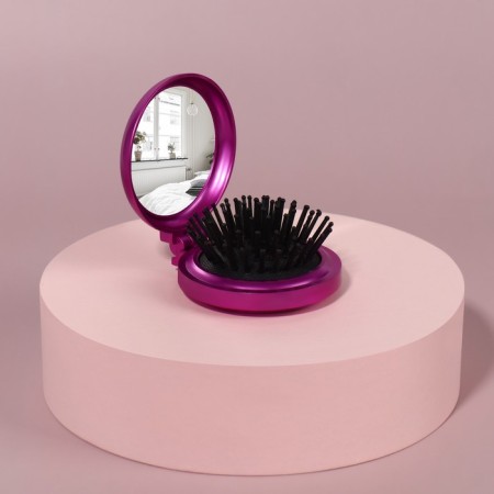 Massage comb “mother -of -pearl”, folding, with a mirror, d = 6 cm, color mix-5