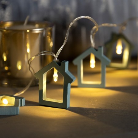 Garland “thread” 1.5 m with nozzles “Blue House”, IP20, Transparent thread, 10 LED, warm white glow, AAH2-2