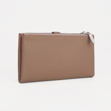 Women's wallet on the button, beige color-1