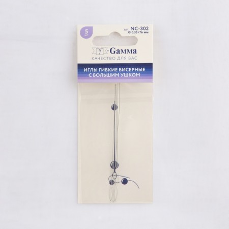Beads needles are flexible, with a large ear, d = 0.35 mm, 7.6 cm, 5 pcs-2