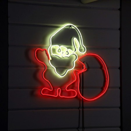 Neon figure "Santa Claus with gifts", 70 × 85 cm, 560 LED, 220 V, Green glow