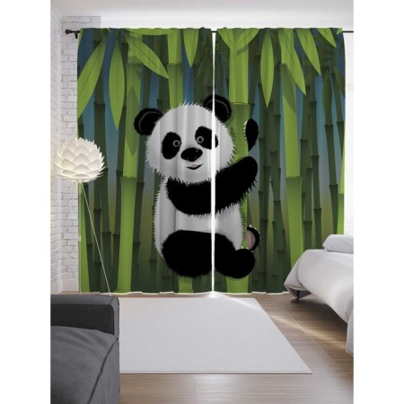 Photostes "Happy Panda", Saten, size 145x265 cm, 2 pcs