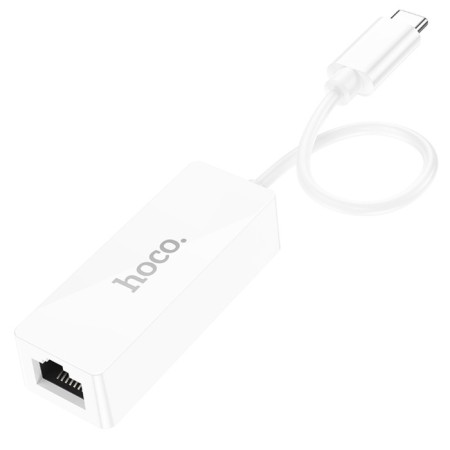 Adapter Hoco UA22, Type -C - Ethernet (100 MB), 15 cm, white