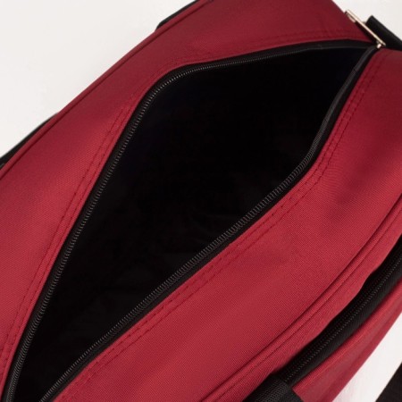 Road bag on lightning, 2 external pockets, a suitcase holder, a long belt, burgundy color-2