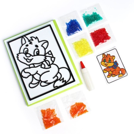 Picture with crystals "Kitten with a bow"-2