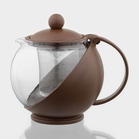 Glass teapot “Care” matte, 700 ml, with metal sieves, Mix color