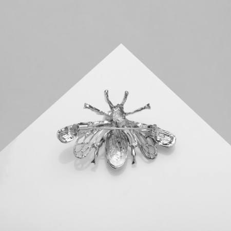 Brooch "Bee" is large, black and white color in silver-1