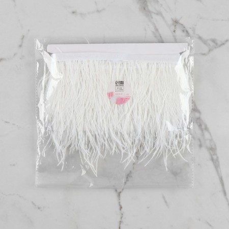 Braid with ostrich feathers, 8-10 cm, 5 ± 0.5 m, white color-4