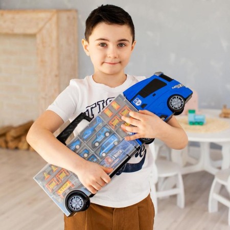 Auto -Vorot Case Givito "Police Plot", with cars, with tunnel, blue color, 51.5 cm-4