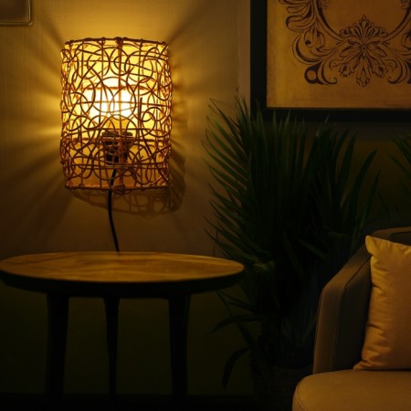 Lamp wall -mounted from the rattan "thread of Ariadne" 1x120W, E27, 16x10x23 cm