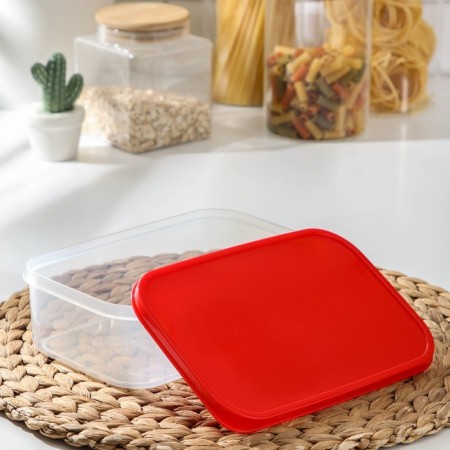 A set of food rectangular fodder containers, 3 pcs: 150 ml, 500 ml, 1.2 l, red color-3